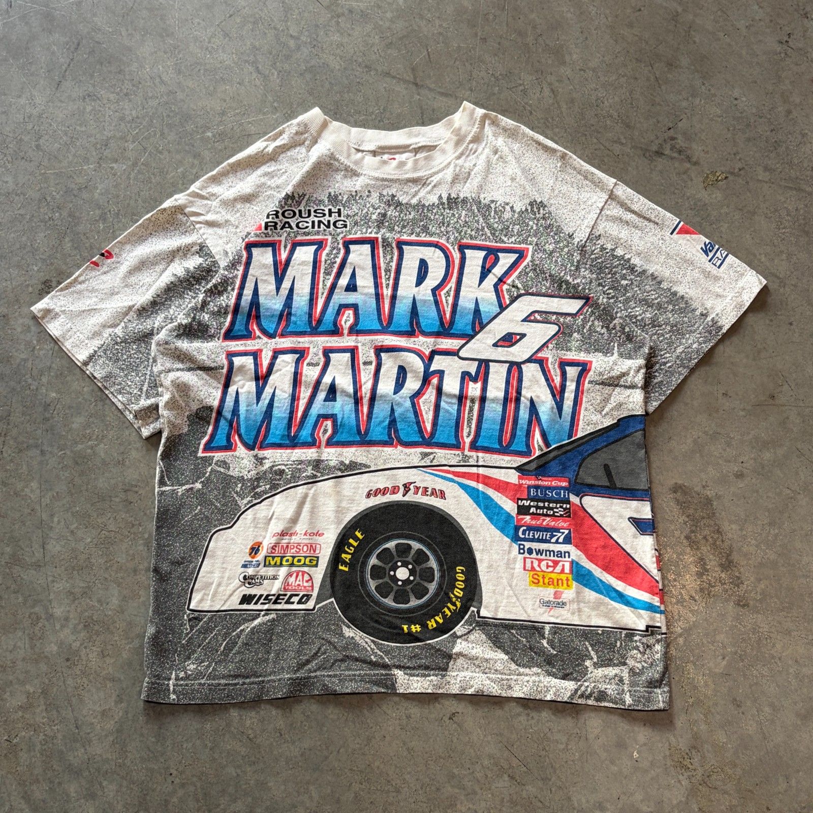 Rare Vintage 90s Mark Martin The Terminator Nascar Aop T-Shirt Mens Sz Xl Grail